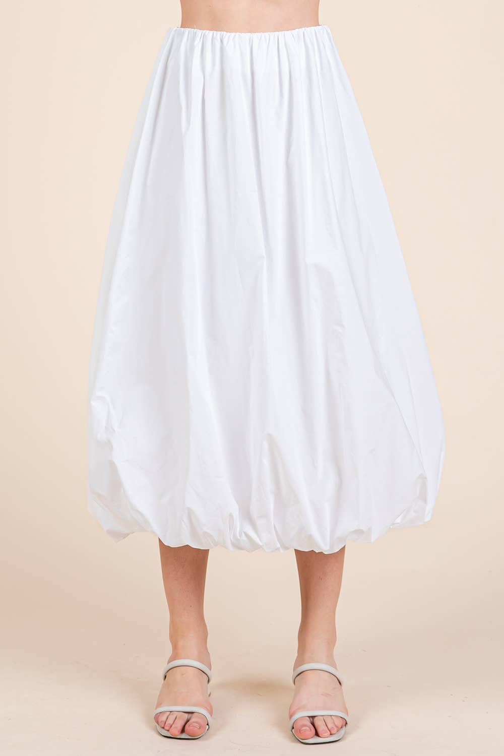 High-Waisted Midi Bubble Skirt