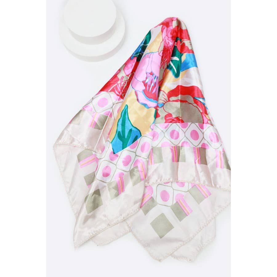 Flower Print Silky Multiuse Scarf