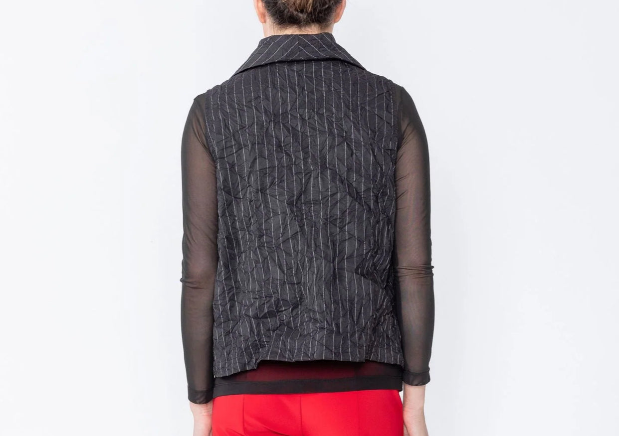 IC Collection Black Crushed Stripe Vest