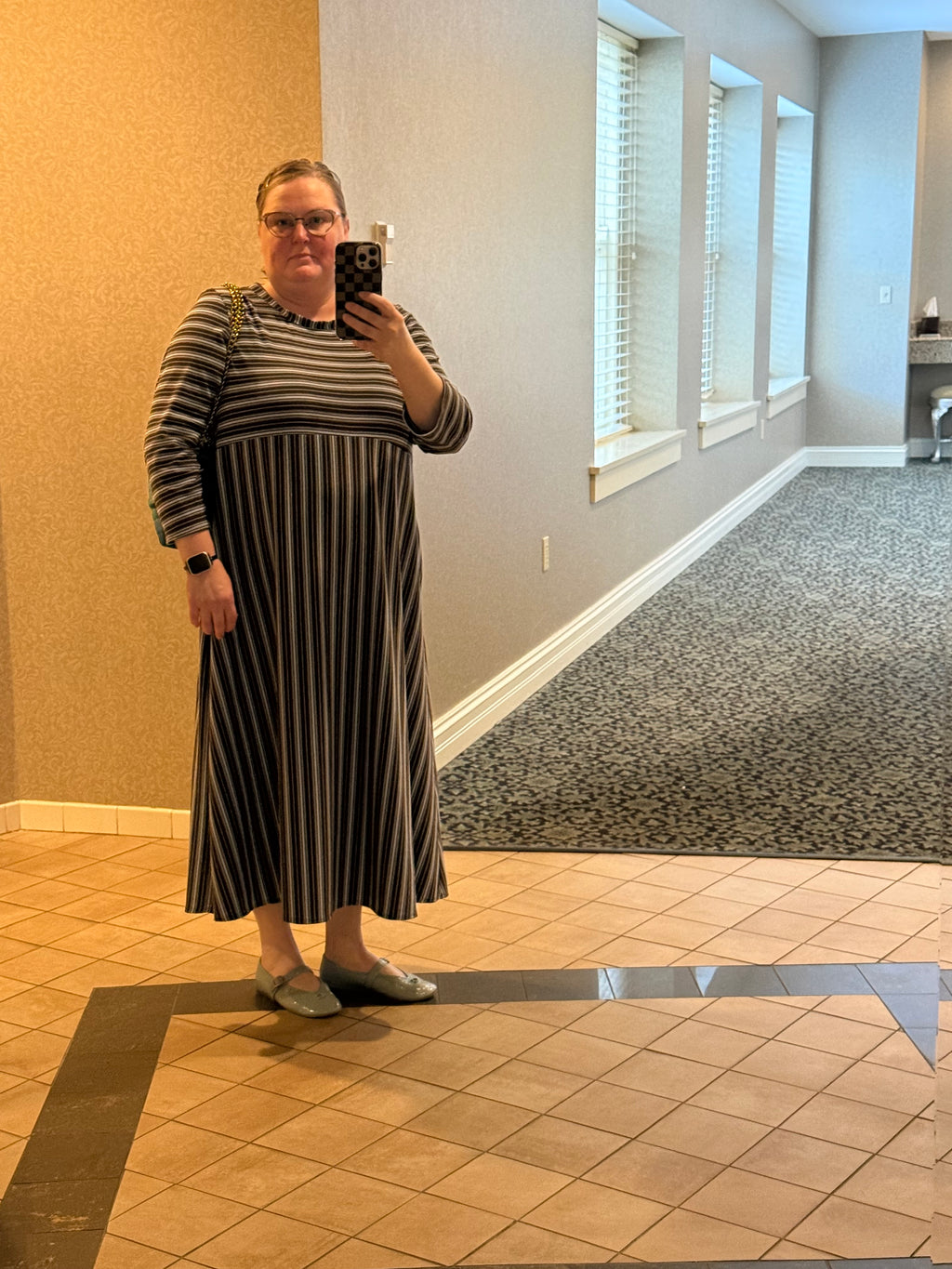 Brown & Blue Stripe Comfy Dress