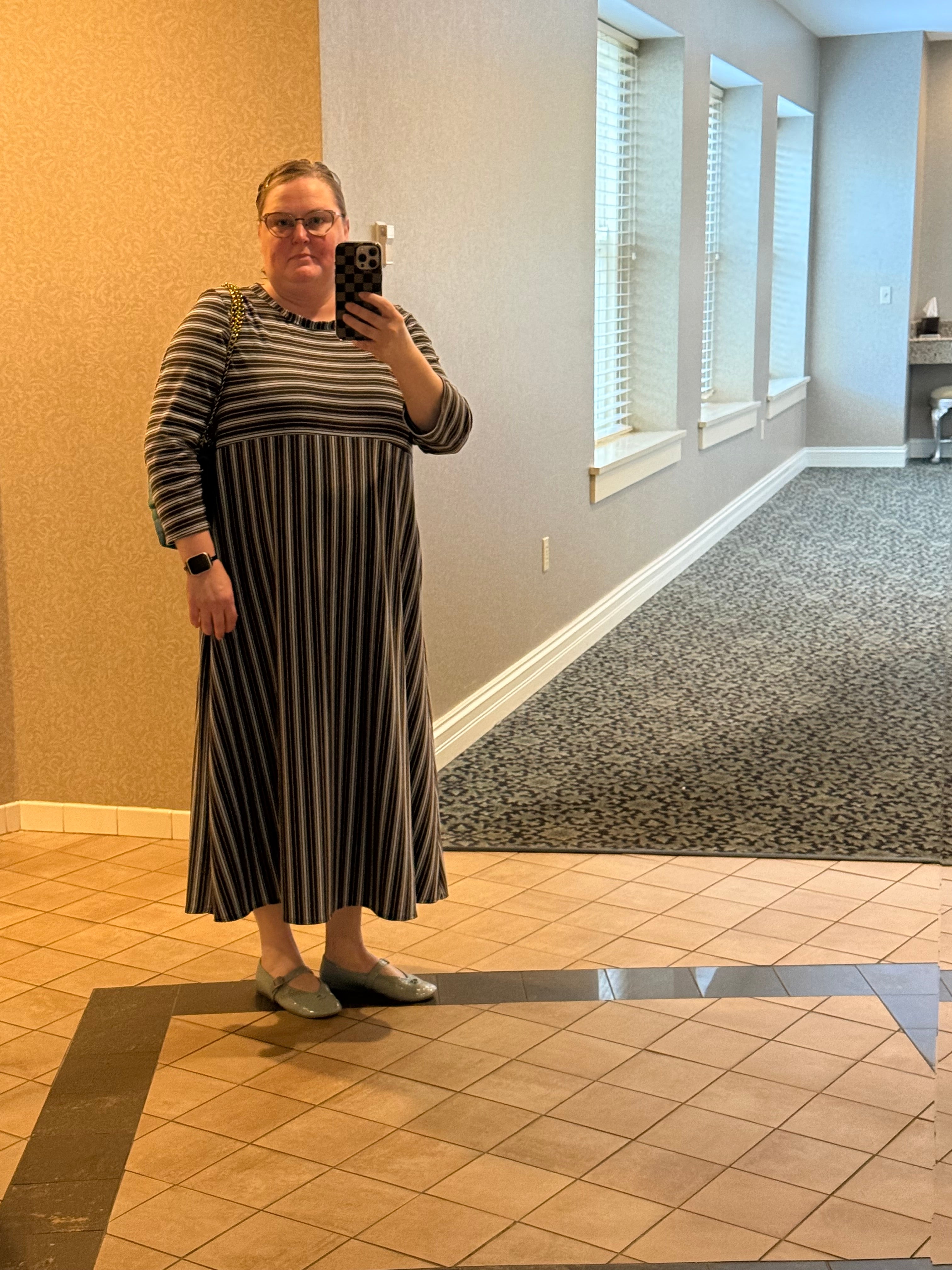 Brown & Blue Stripe Comfy Dress