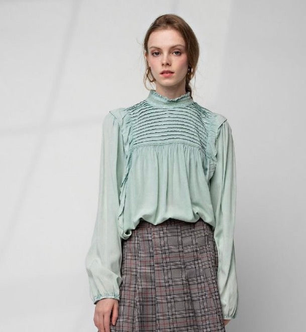 Sage Pintuck Top