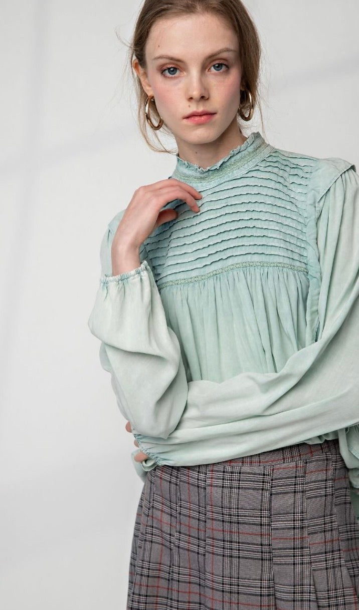 Sage Pintuck Top