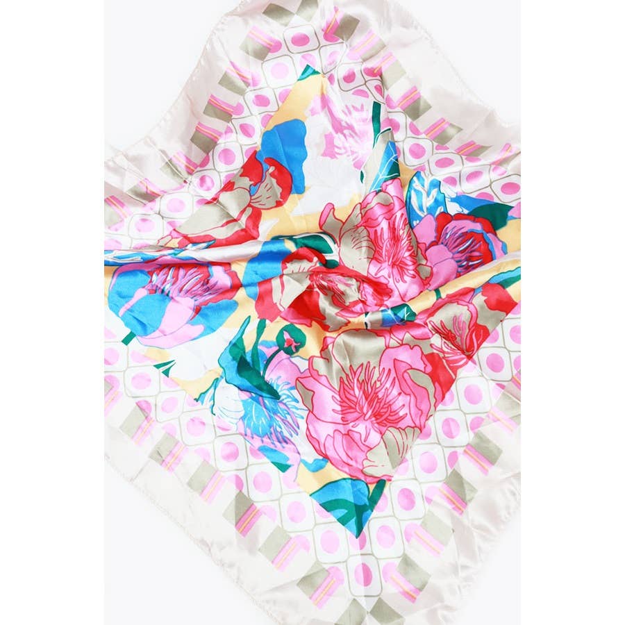 Flower Print Silky Multiuse Scarf