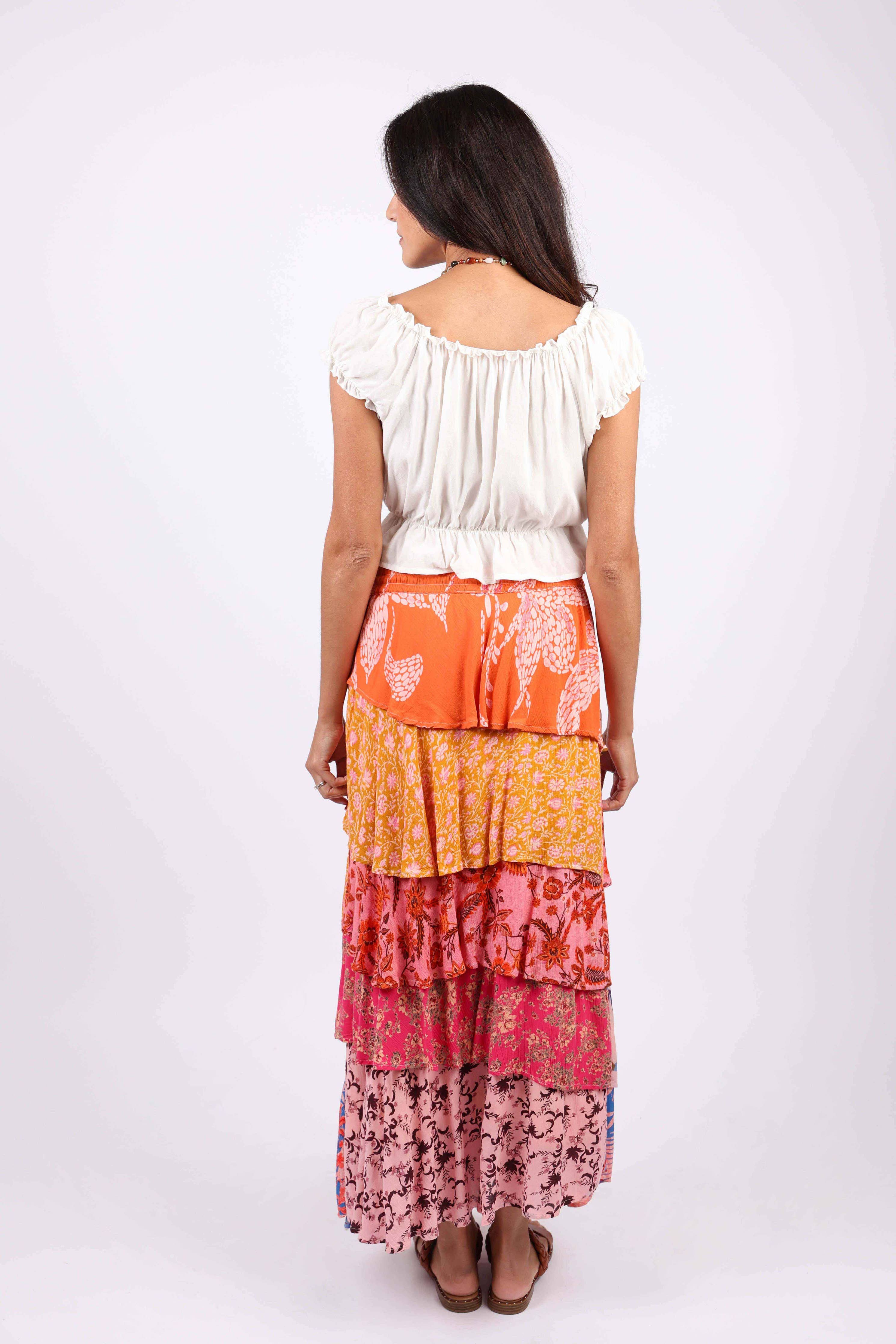 Rose Meadow Floral Patchwork Ruffle Skirt