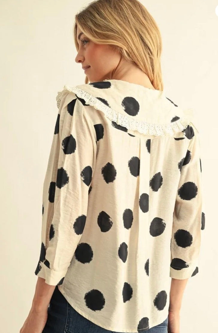 Peter Pan Ivory Dot Top