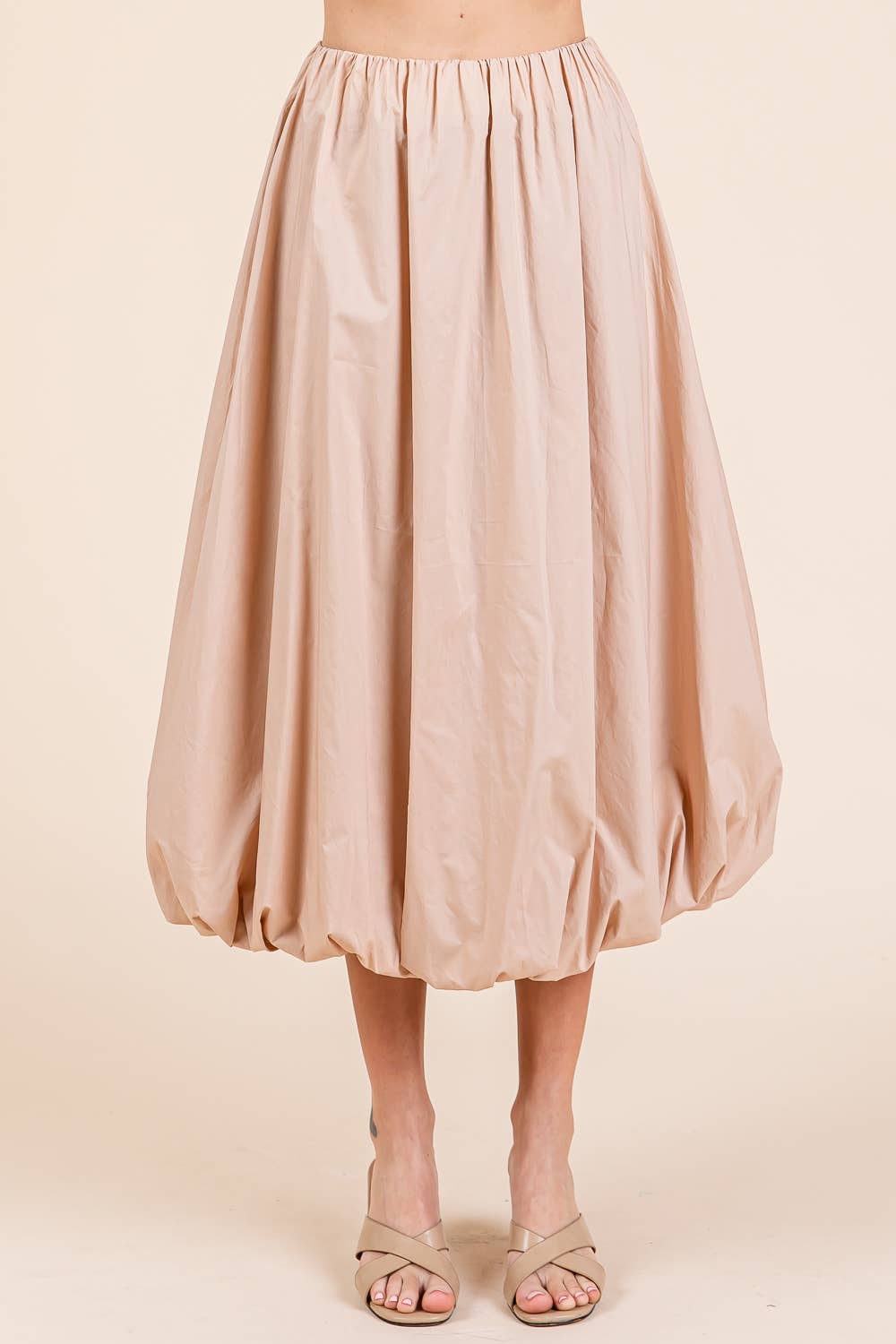 High-Waisted Midi Bubble Skirt