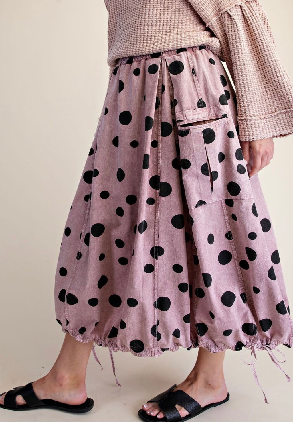 Polka Dot Dusty Rose Skirt