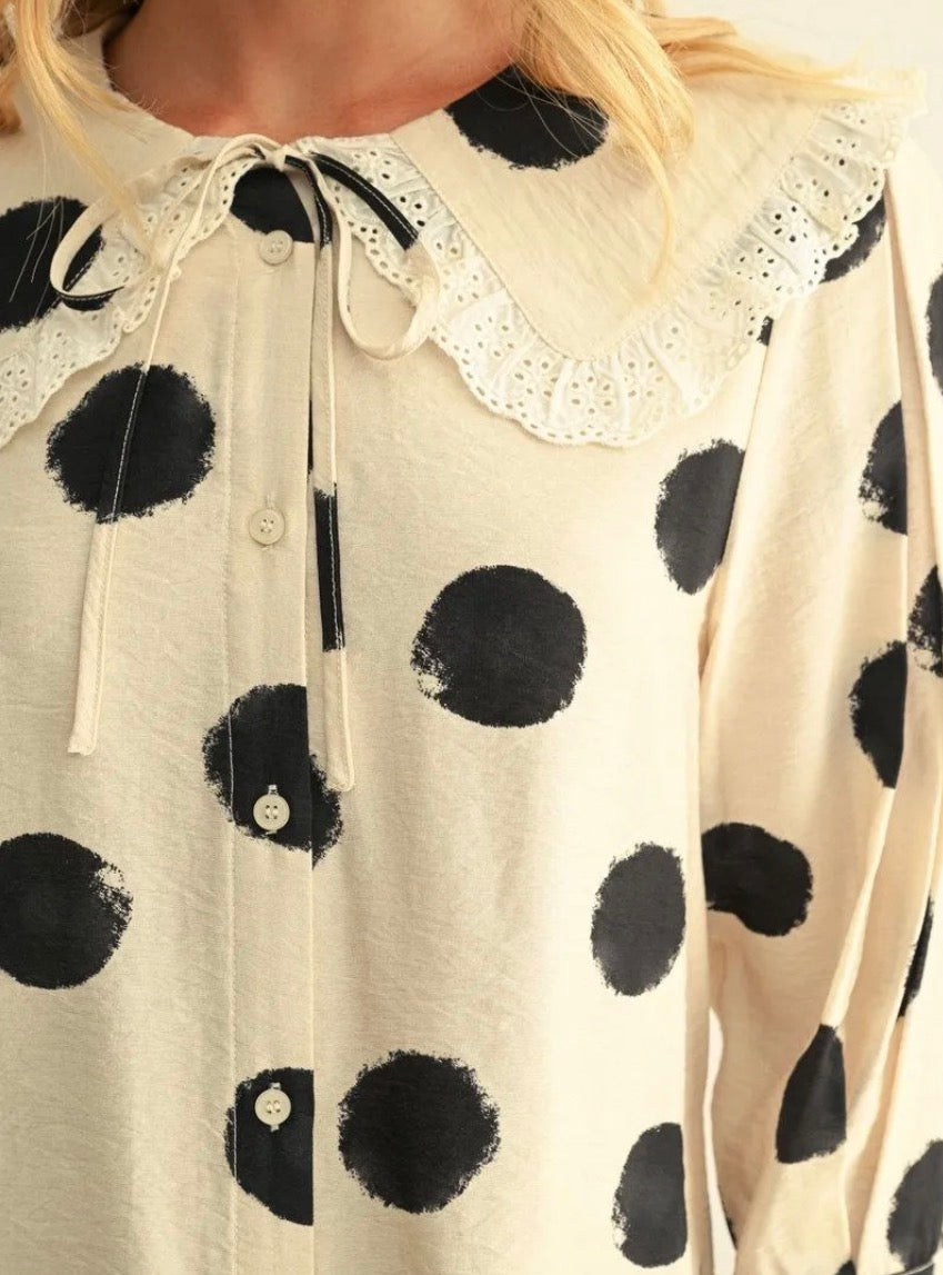 Peter Pan Ivory Dot Top
