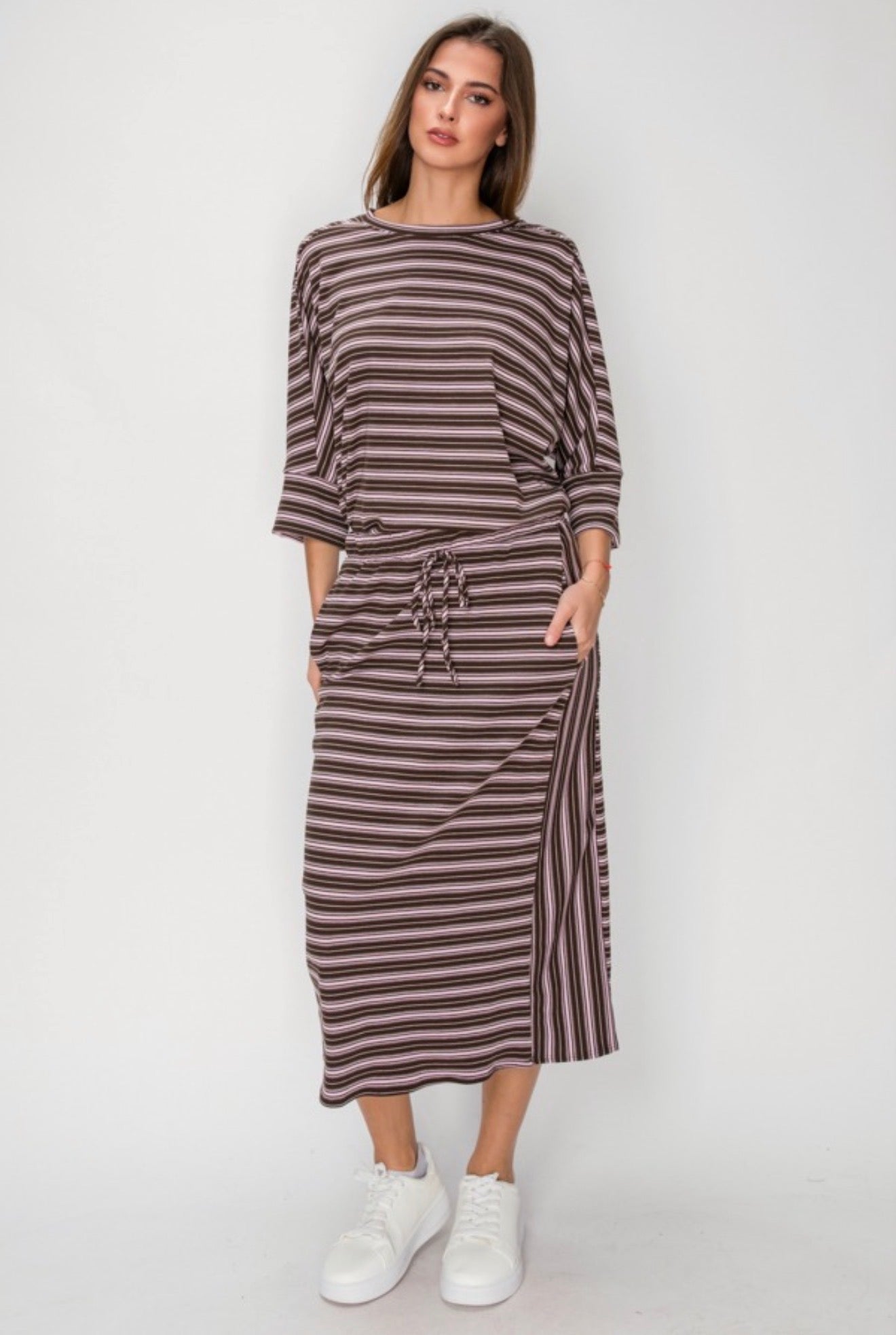 Brown & Pink Stripe Comfy Set