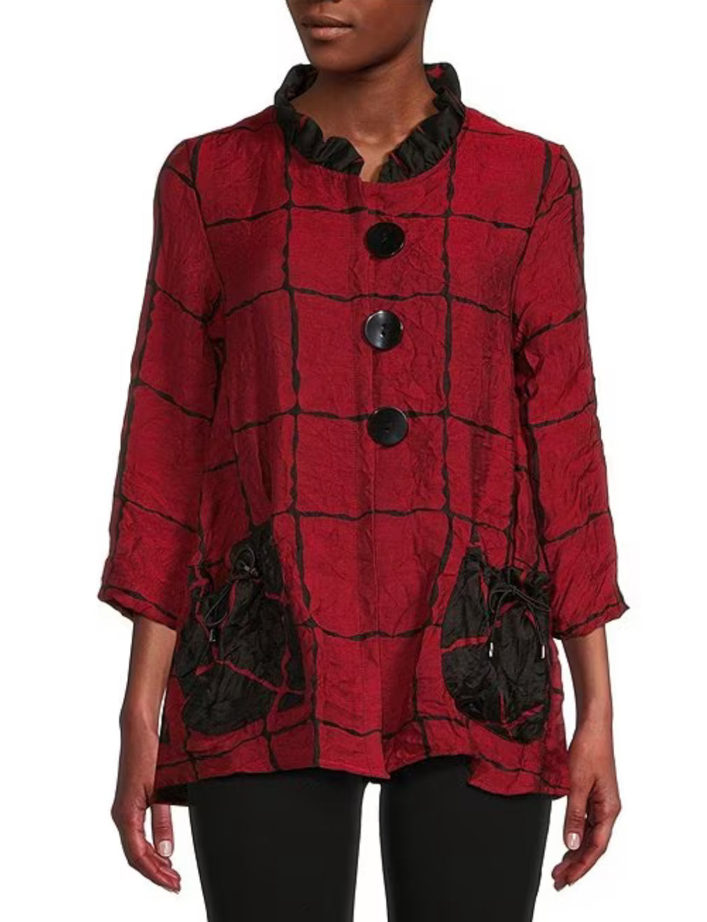 Multi Lines Woven Crinkle Wire Collar Jacket