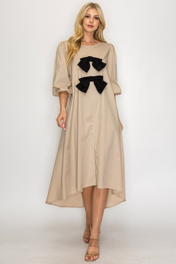Chloe Bow Dress - Cream