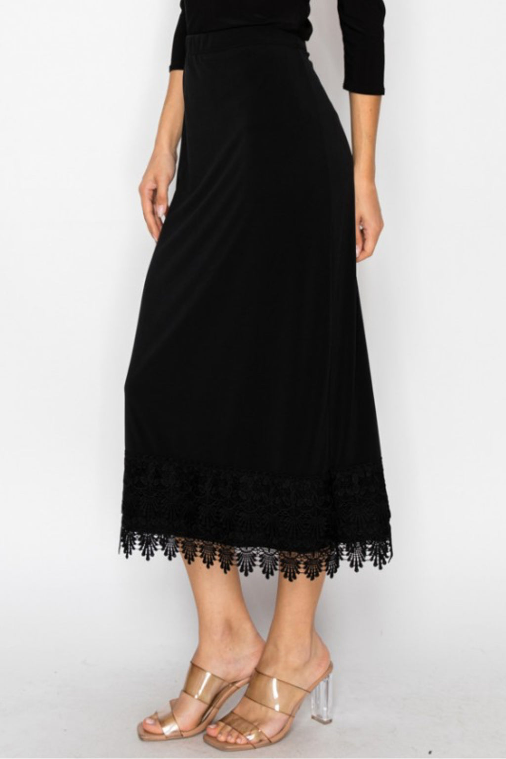 Lace Bottom Skirt Extenders - Black