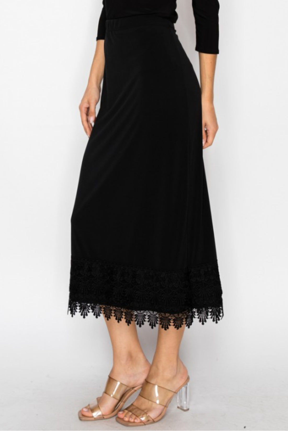 Lace Bottom Skirt Extenders - Black