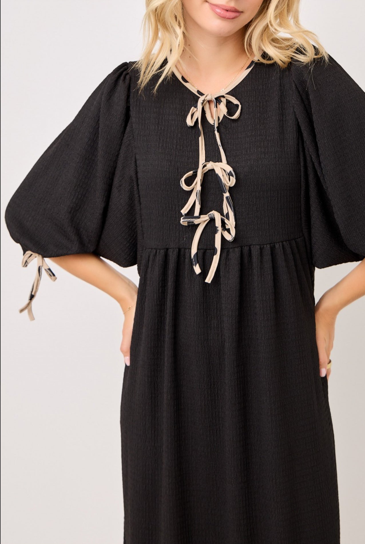 Maddie Bow Dress - Black