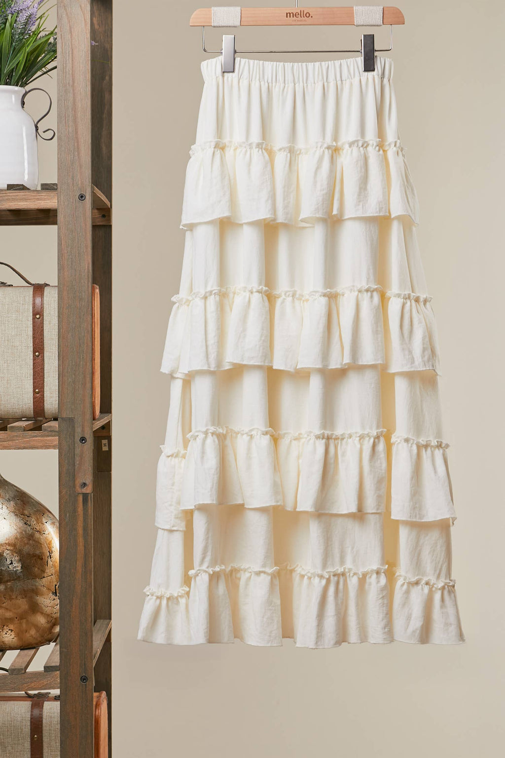 Ivory Tiered Ruffle Skirt