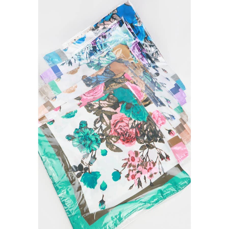 Satin Floral Print Scarf