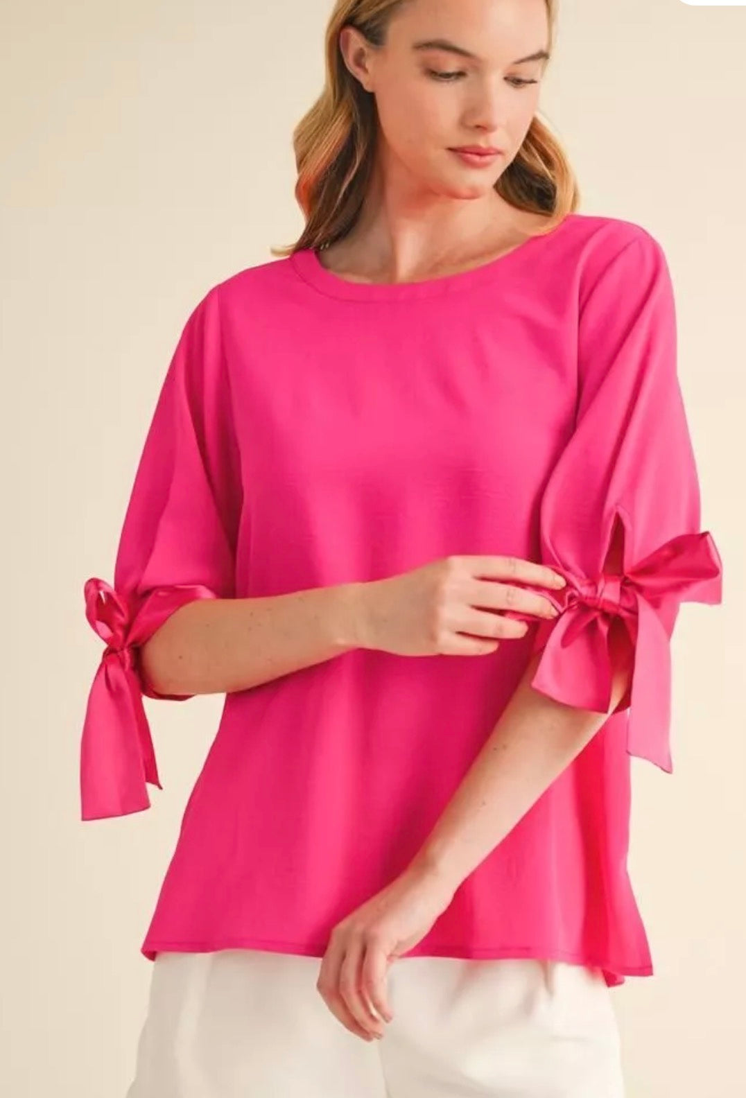 Satin Bow Sleeve Top