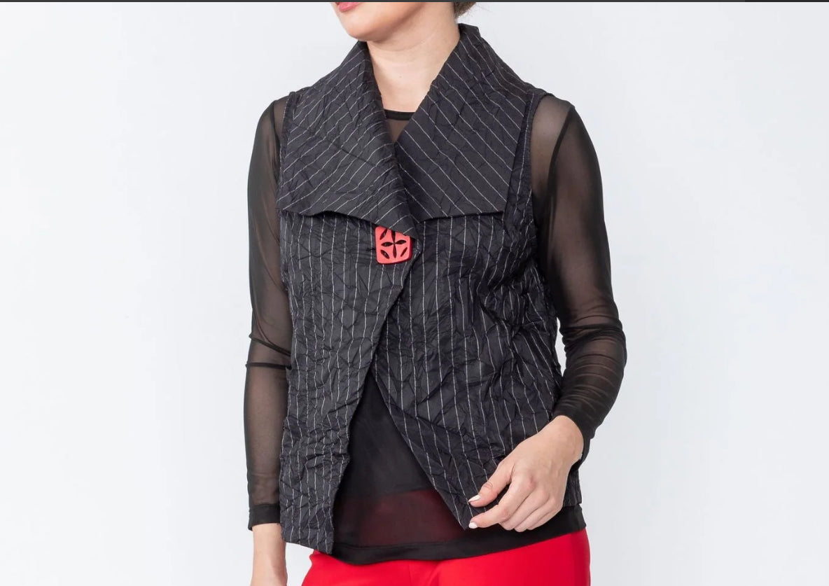 IC Collection Black Crushed Stripe Vest