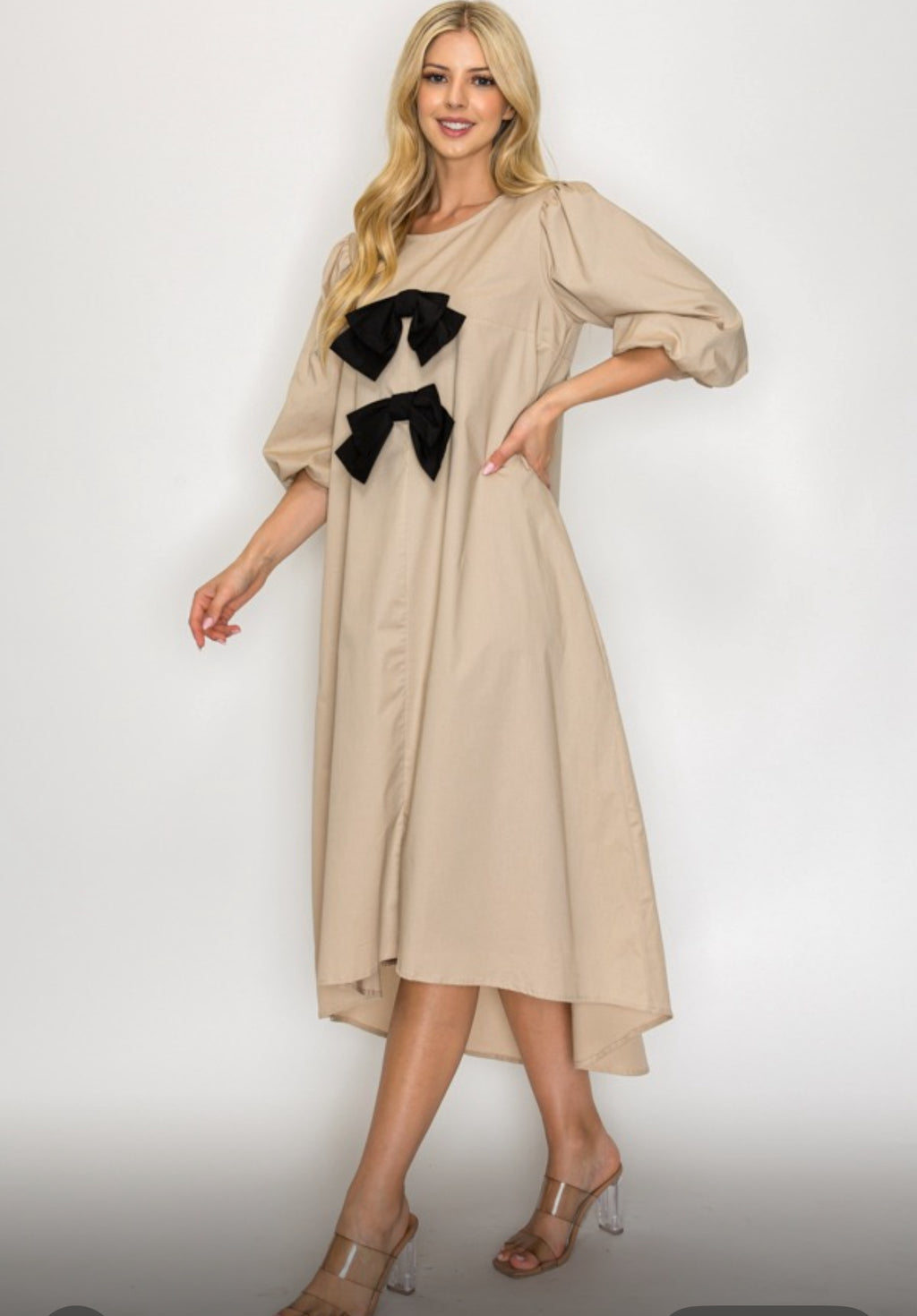 Chloe Bow Dress - Cream