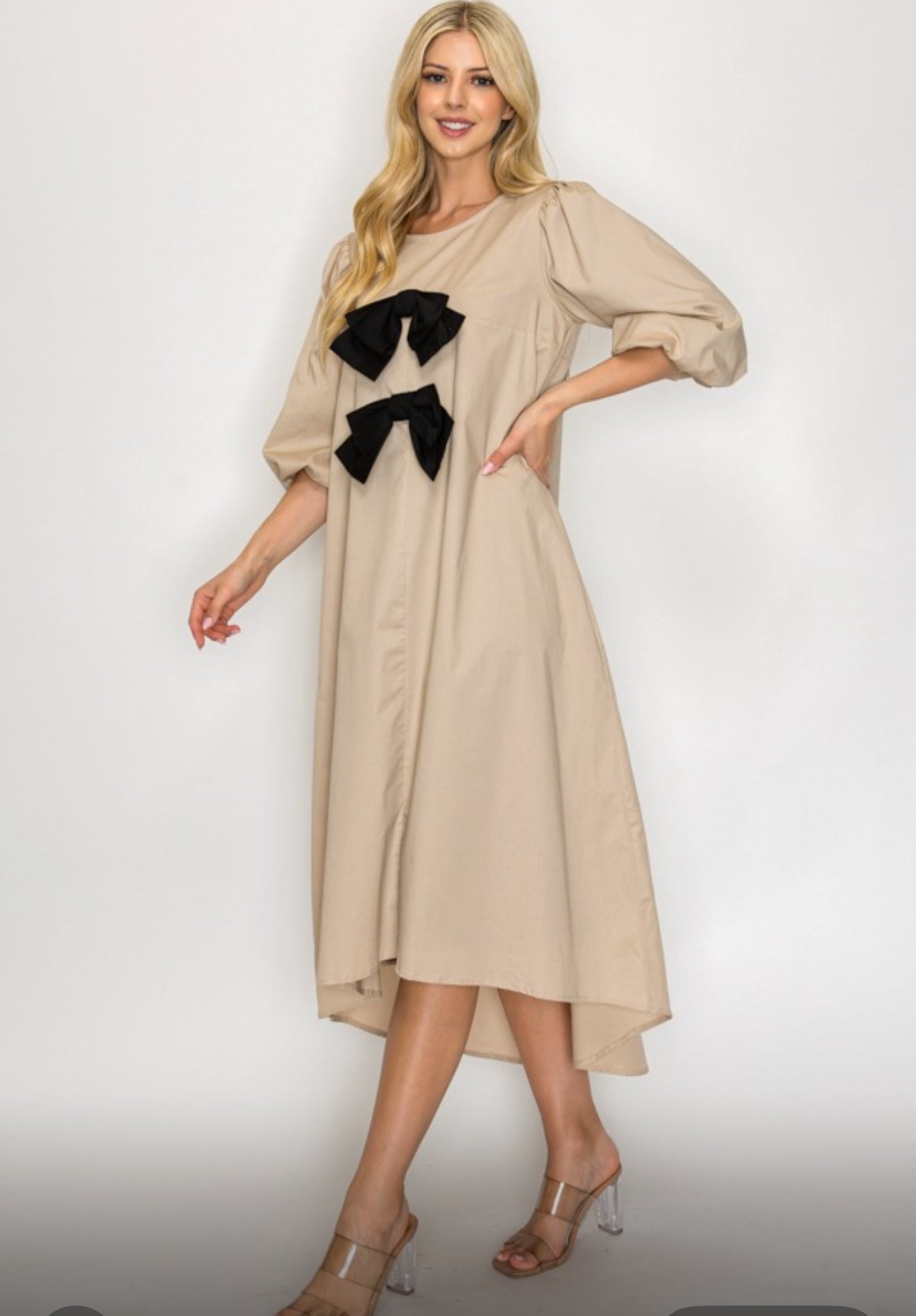 Chloe Bow Dress - Cream