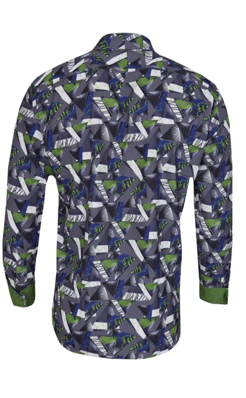 Blue & Green Geometric Casual Shirt