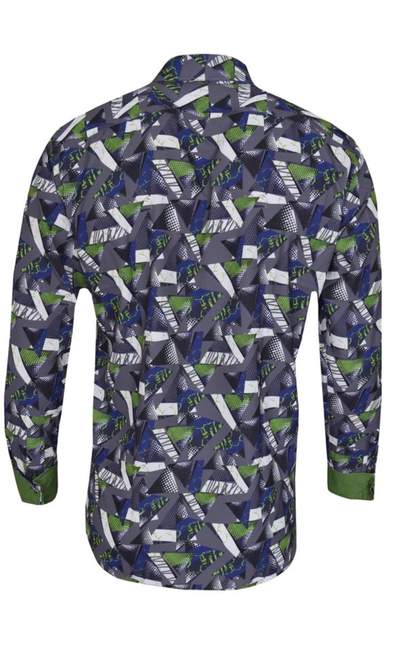 Blue & Green Geometric Casual Shirt