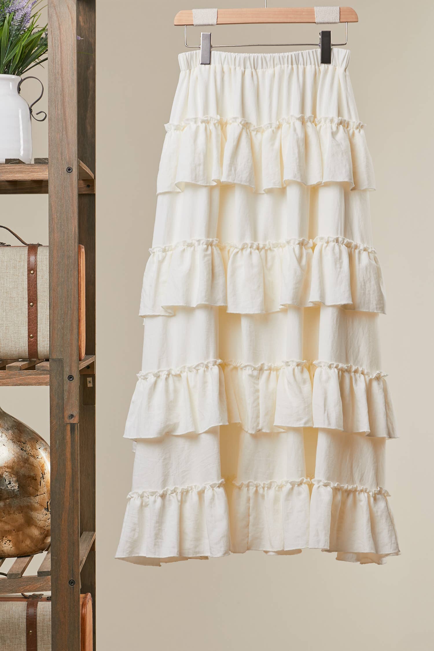Ivory Tiered Ruffle Skirt