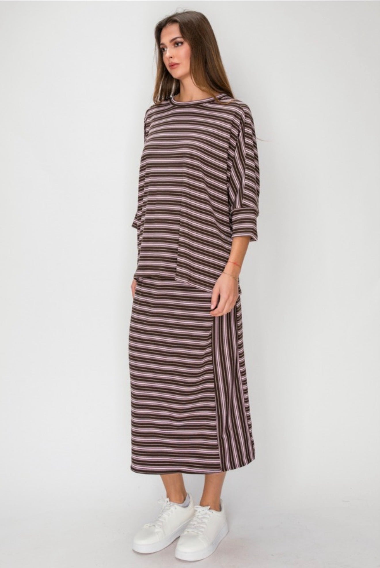 Brown & Pink Stripe Comfy Set