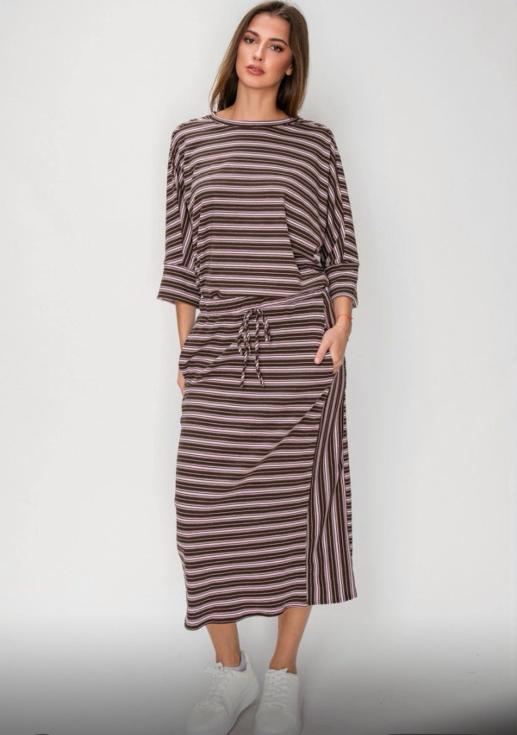 Brown & Pink Stripe Comfy Set