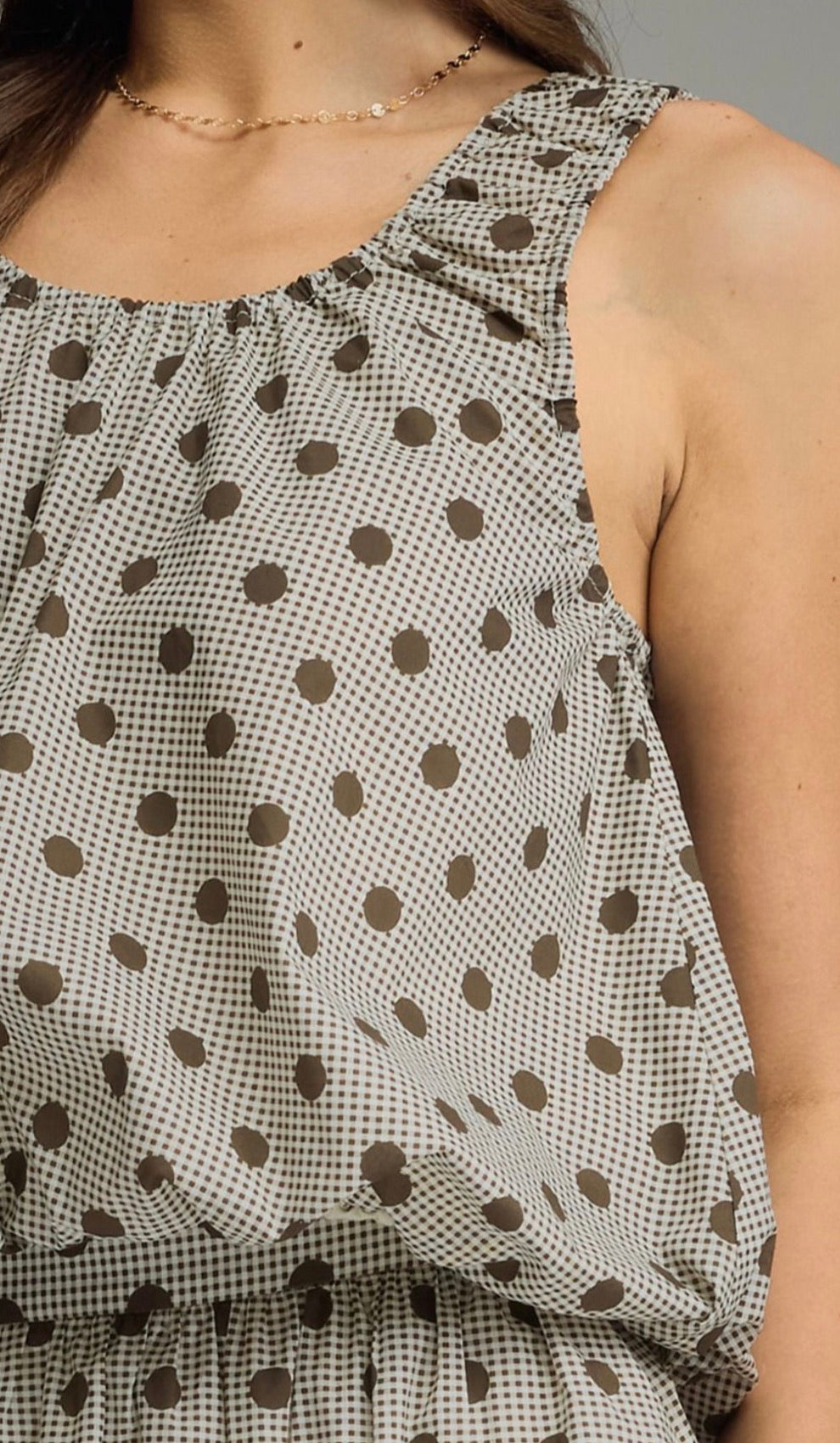Brown Gingham Dot Set