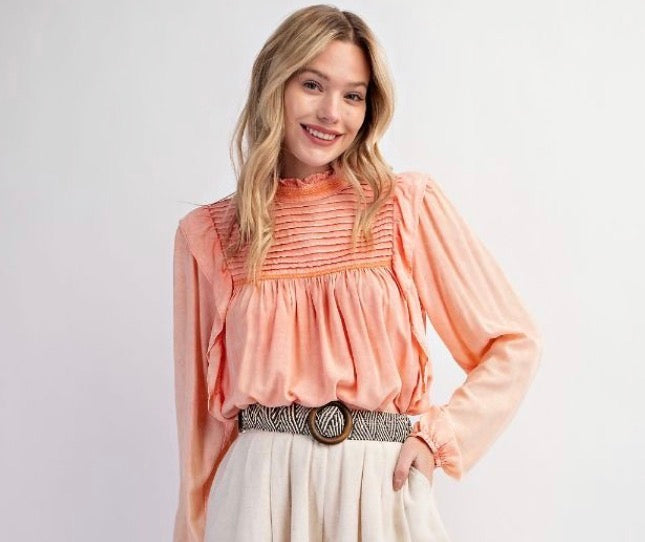 Coral Pintuck Top