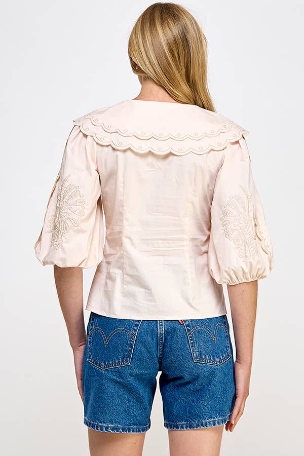Embroidered Collared Blouse