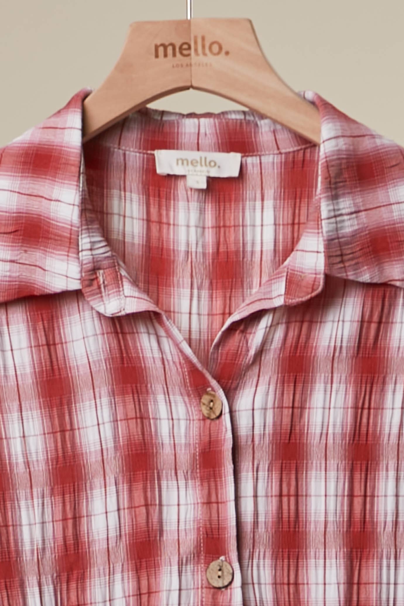 BOHO PLAID BUTTON-DOWN SHIRT DRESS WITH RUFFLED