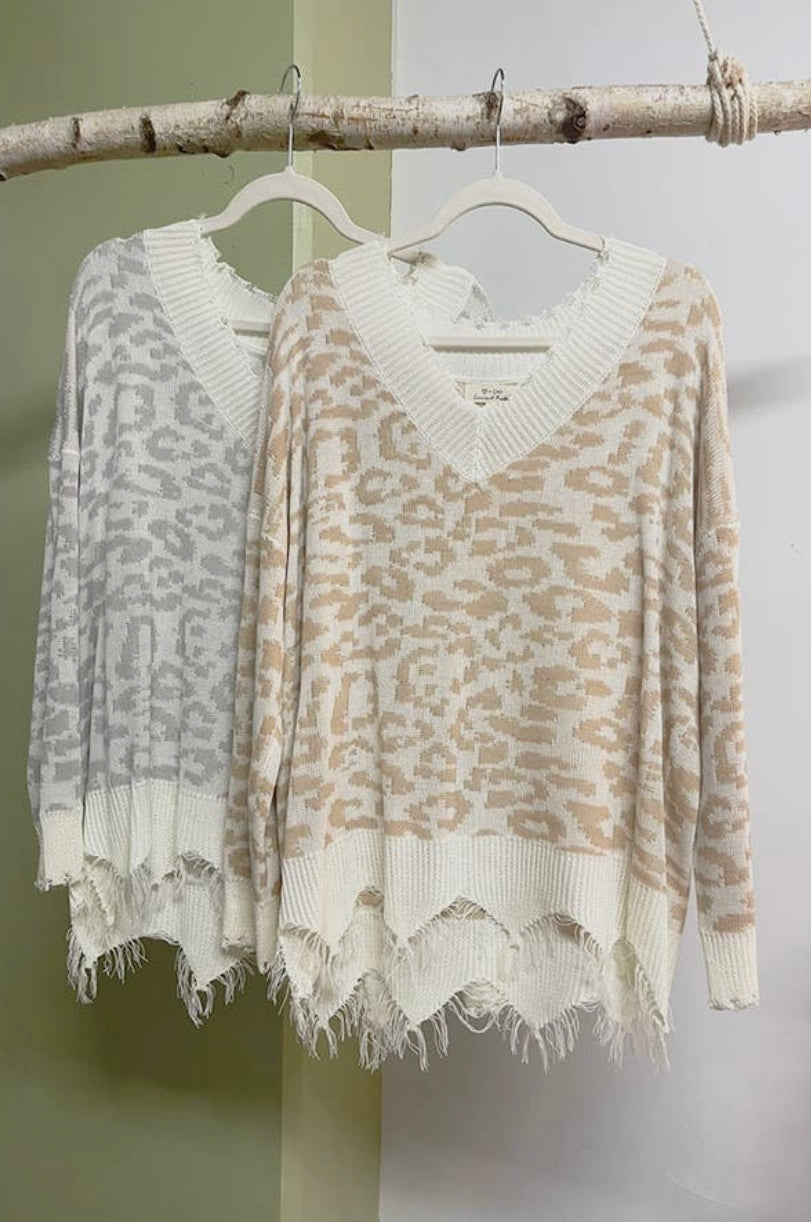 Distressed Leopard Sweater *Final Sale*