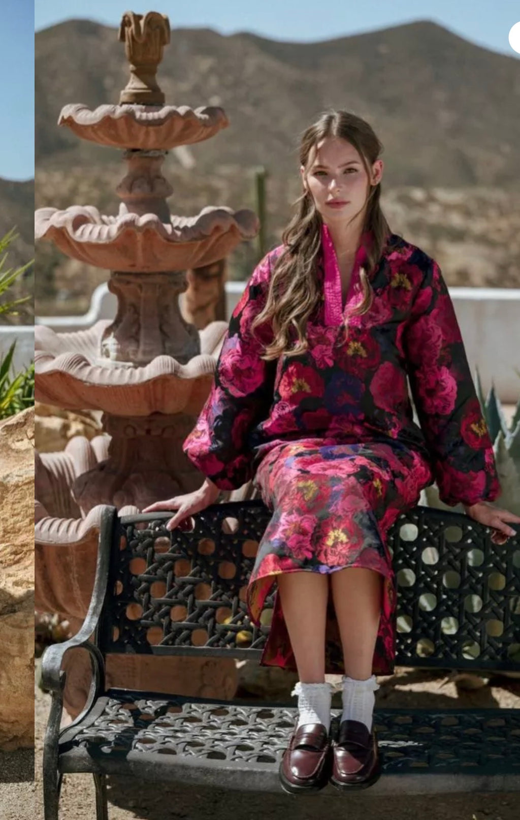 Long Puff Sleeve Floral Dress