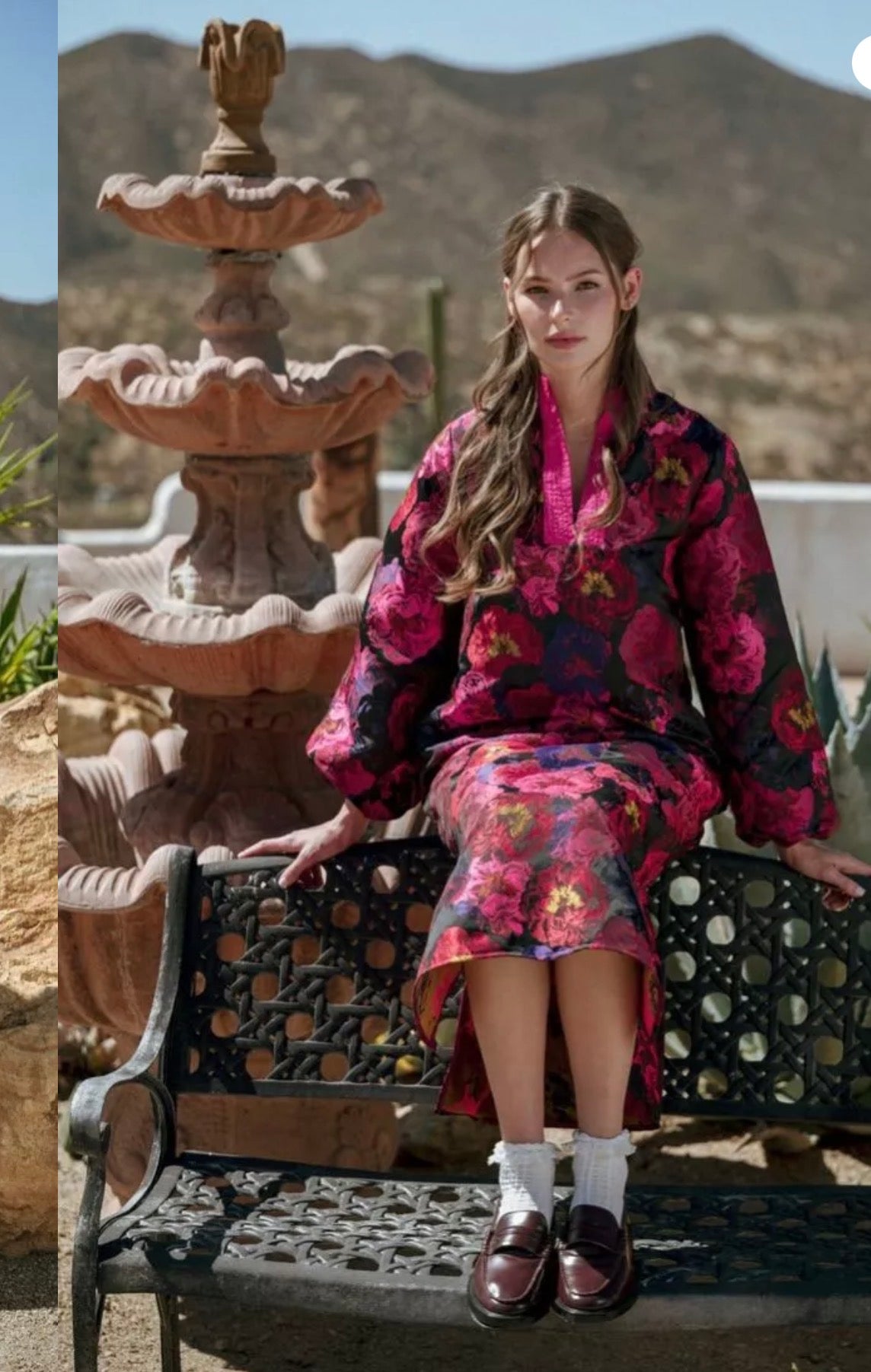 Long Puff Sleeve Floral Dress