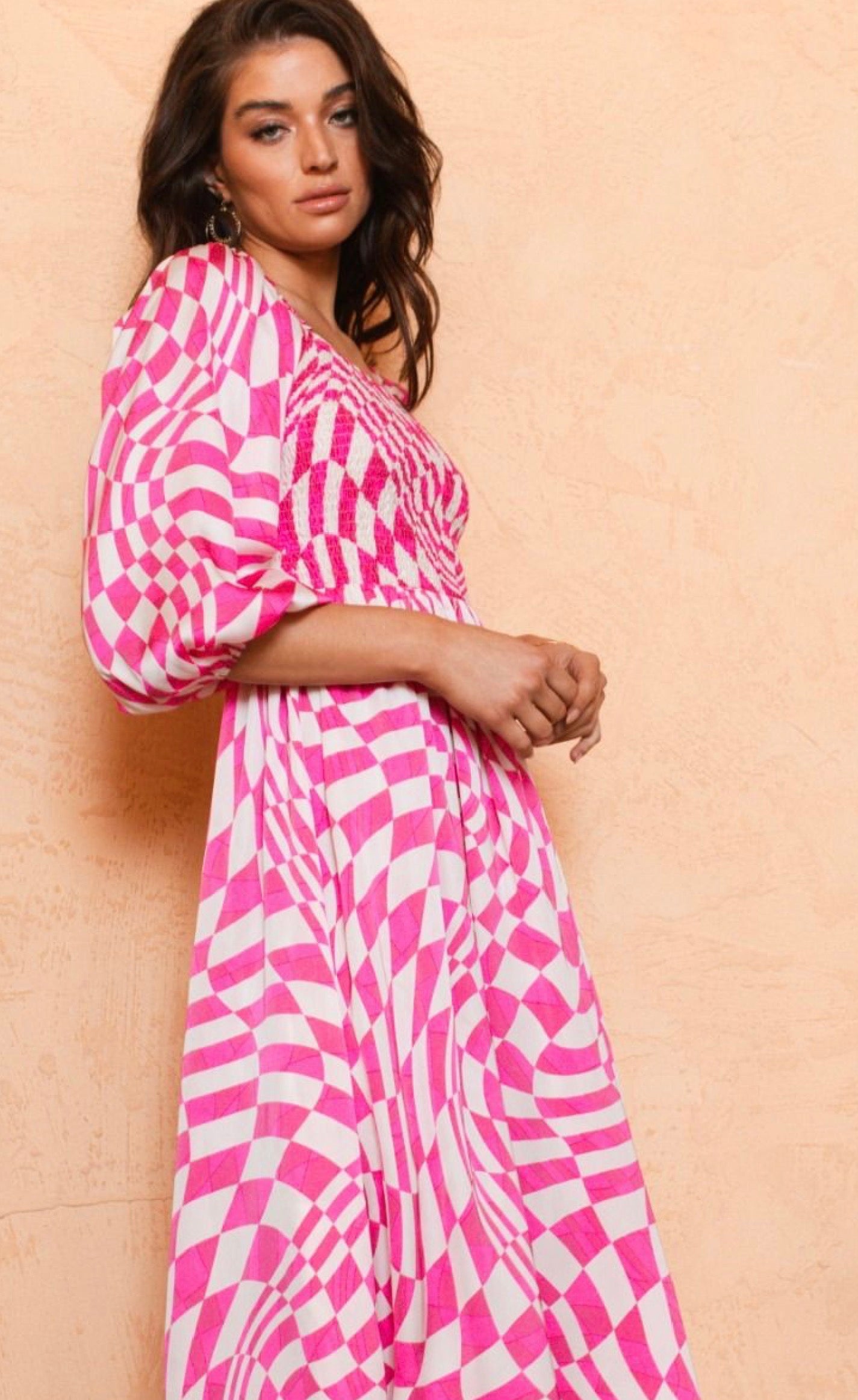 Pink Checked Dress