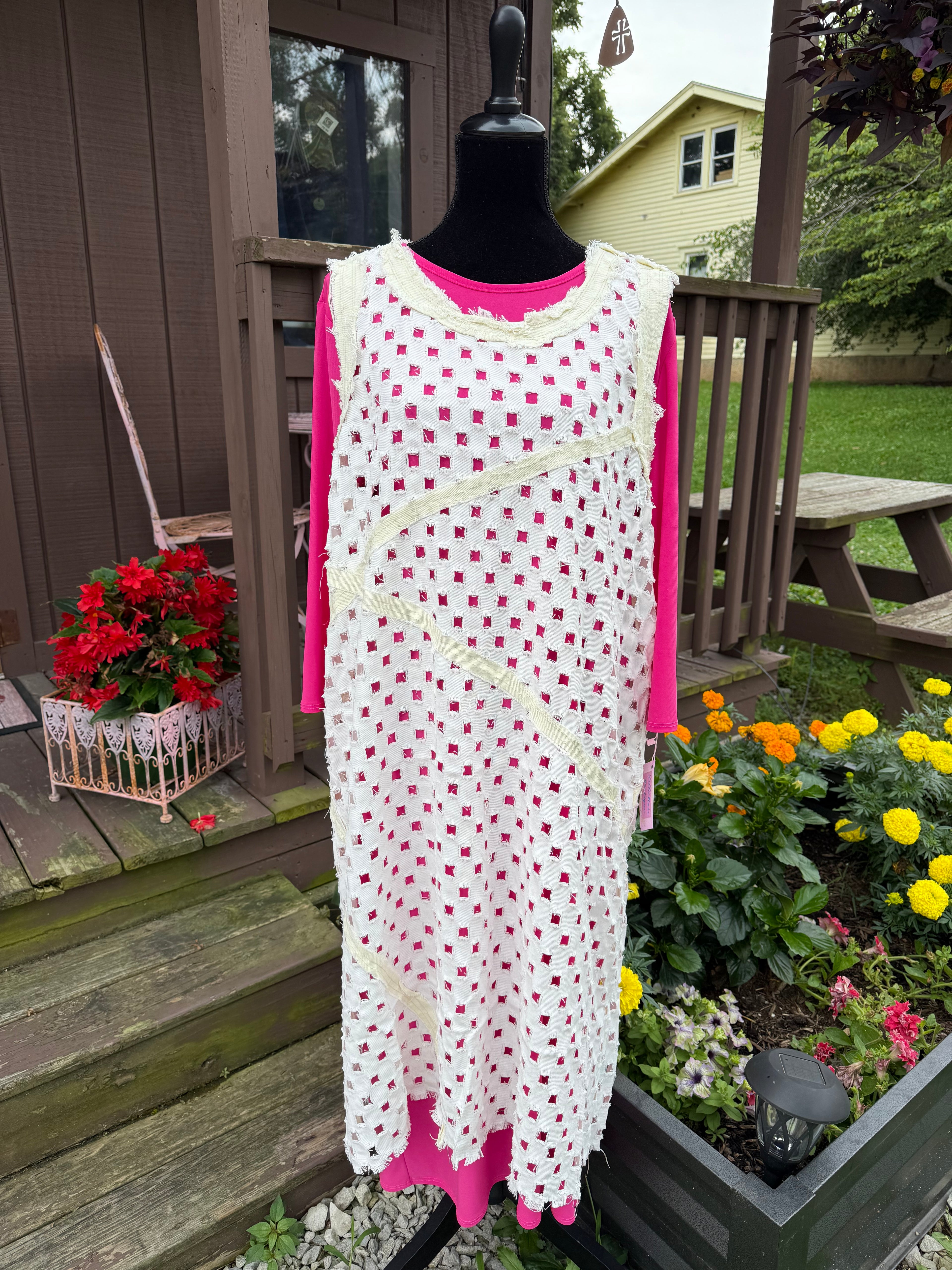 White Denim Sleeveless Dress