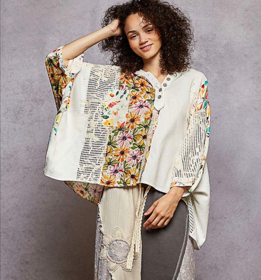 Mixed Fabric Hoodie