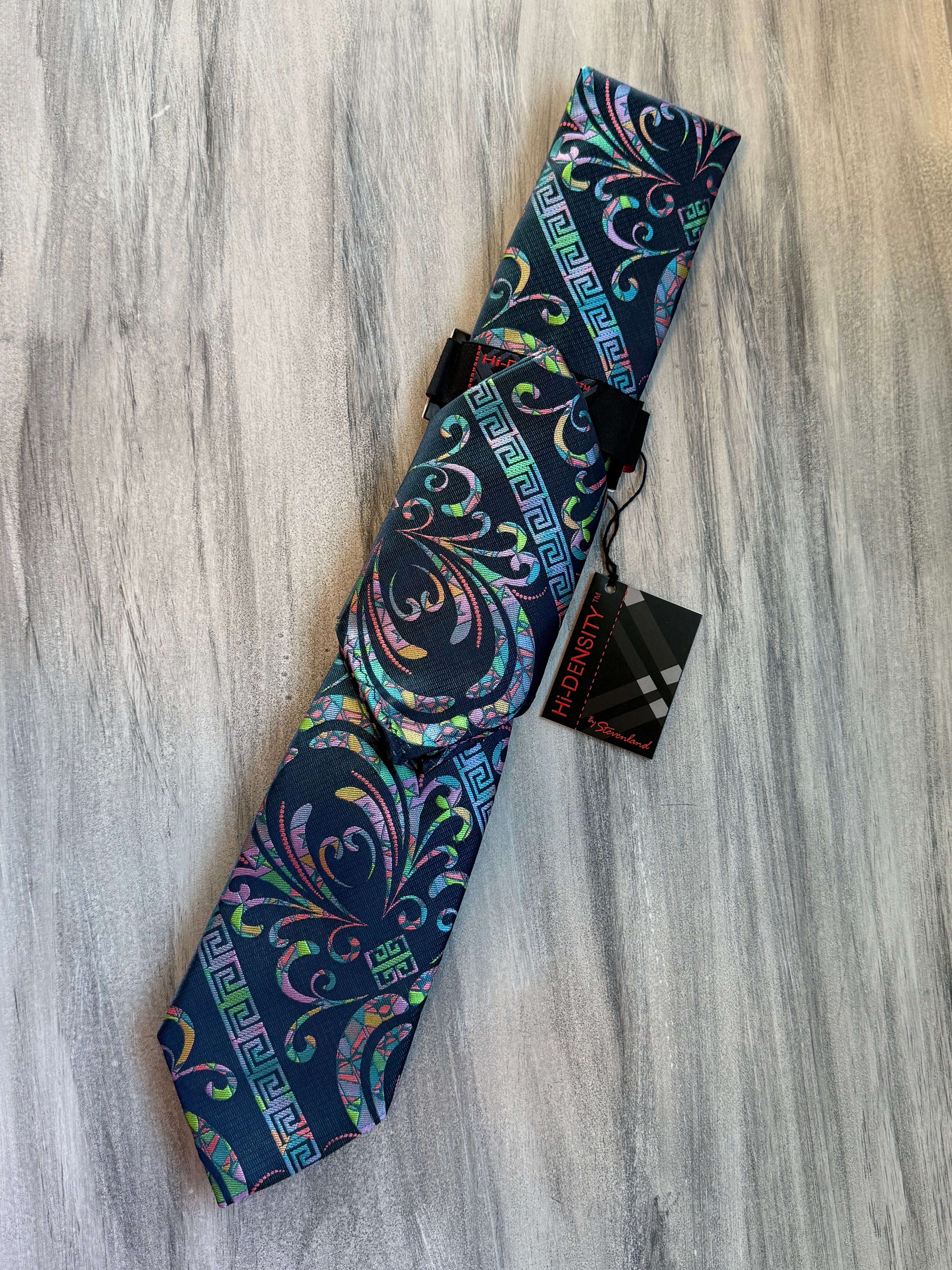 Whimsical Novelty Tie and Hanky Set - Teal