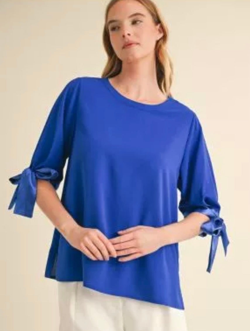Satin Bow Sleeve Top