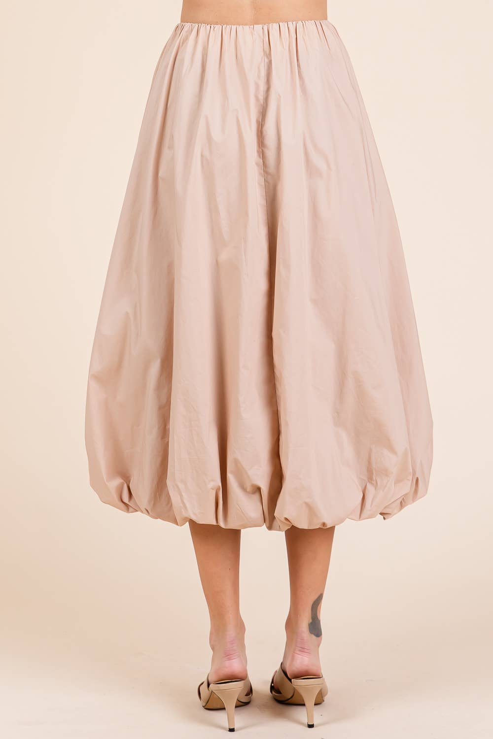 High-Waisted Midi Bubble Skirt