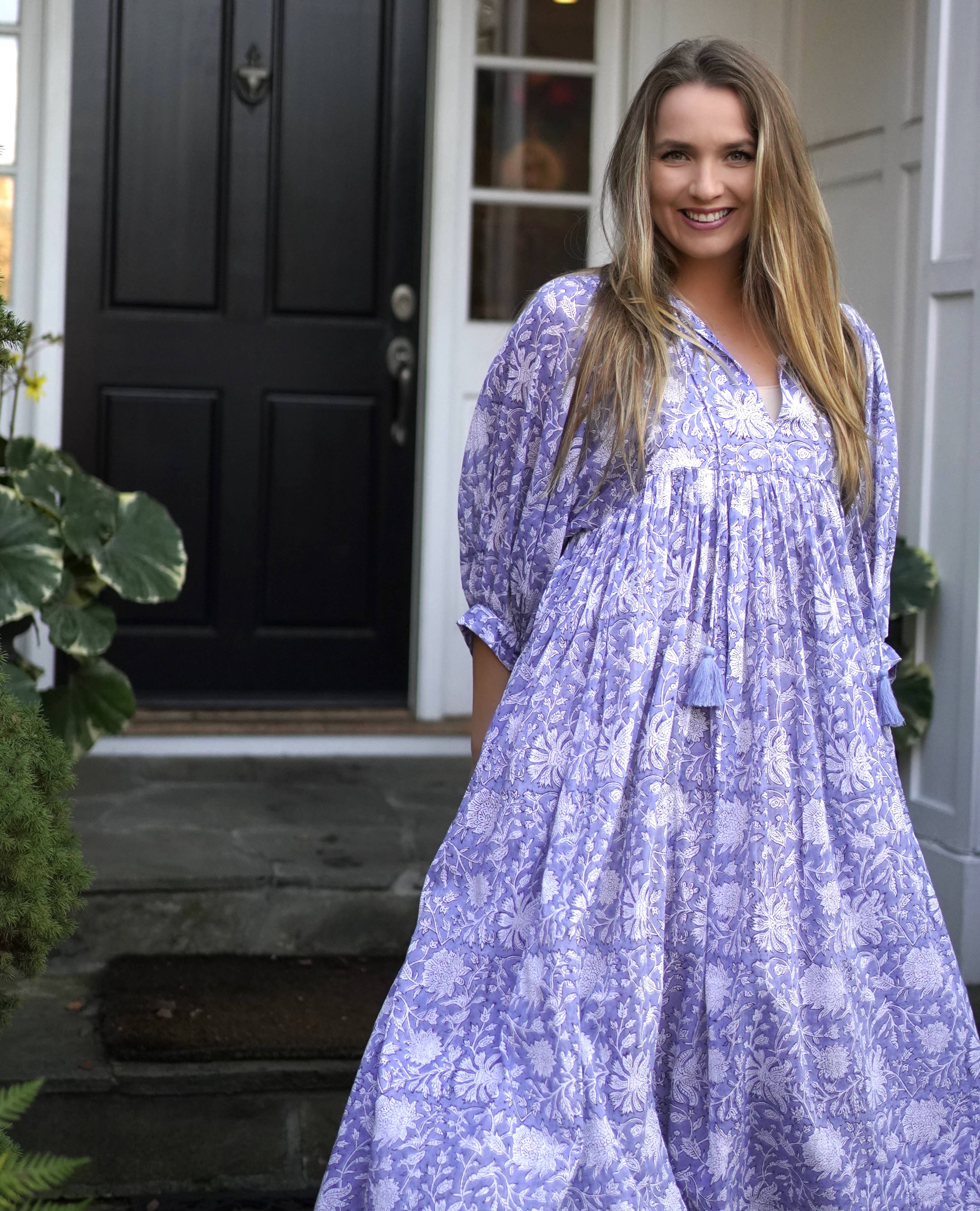 Mylah Midi Dress Block Printed Grey Multi