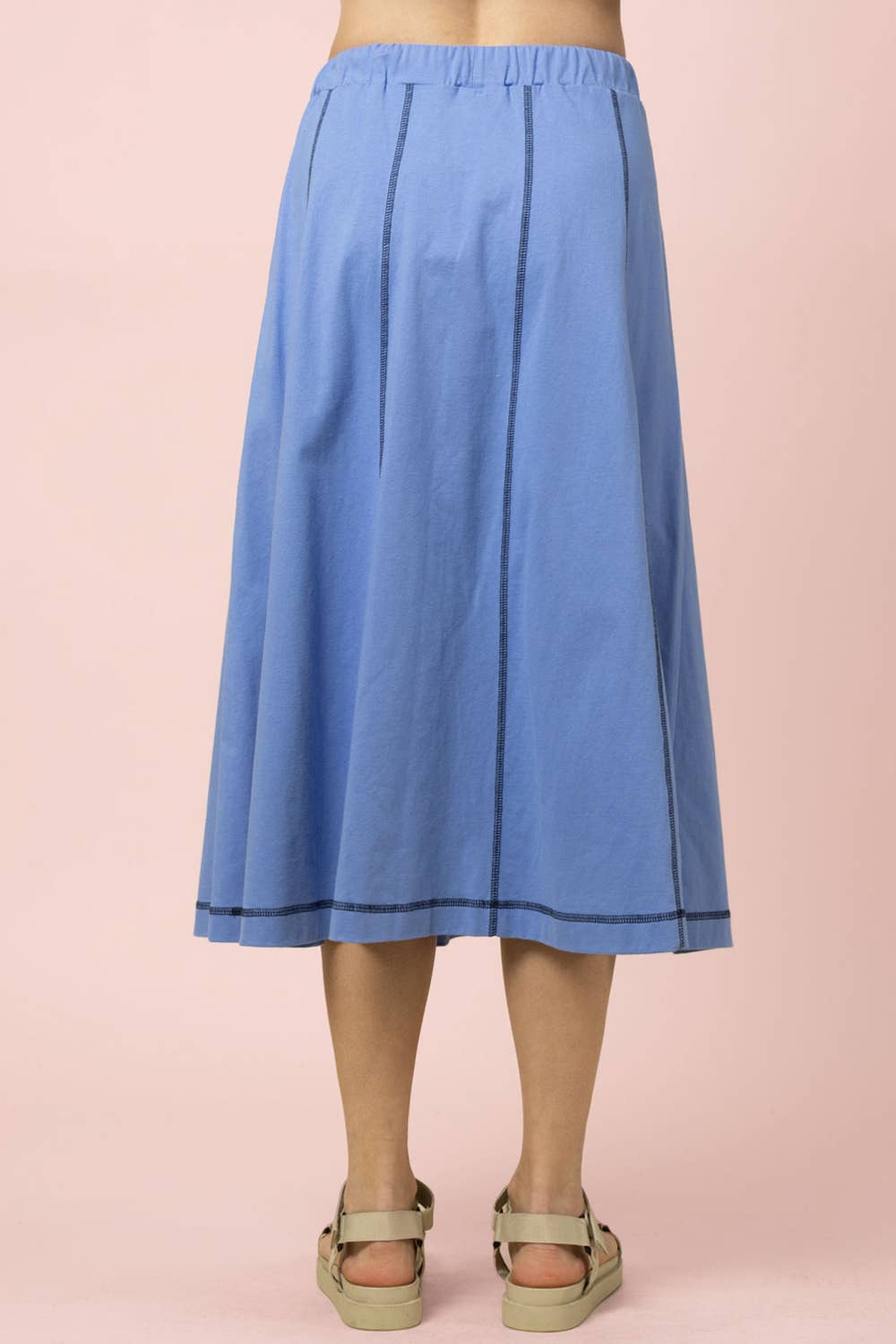 Blue Knit Midi Skirt