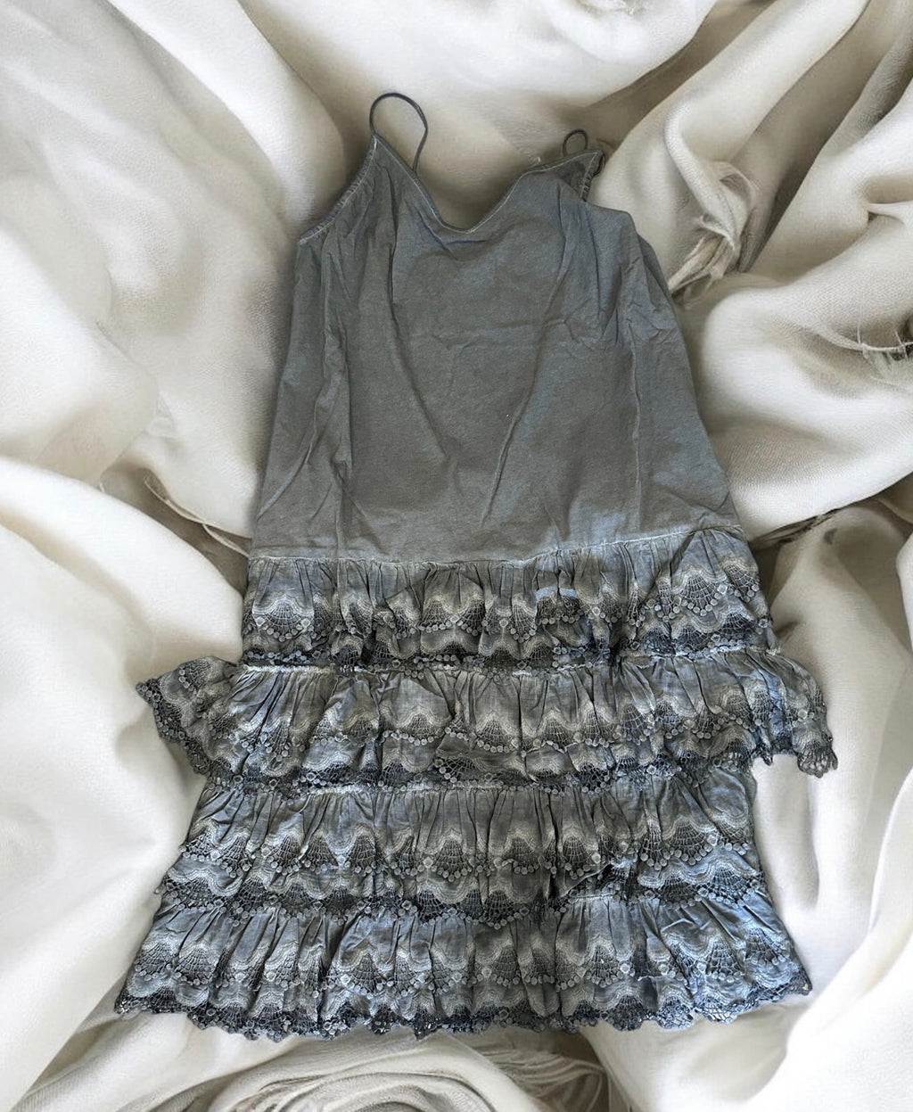 Black Distressed Ruffle slip Dress