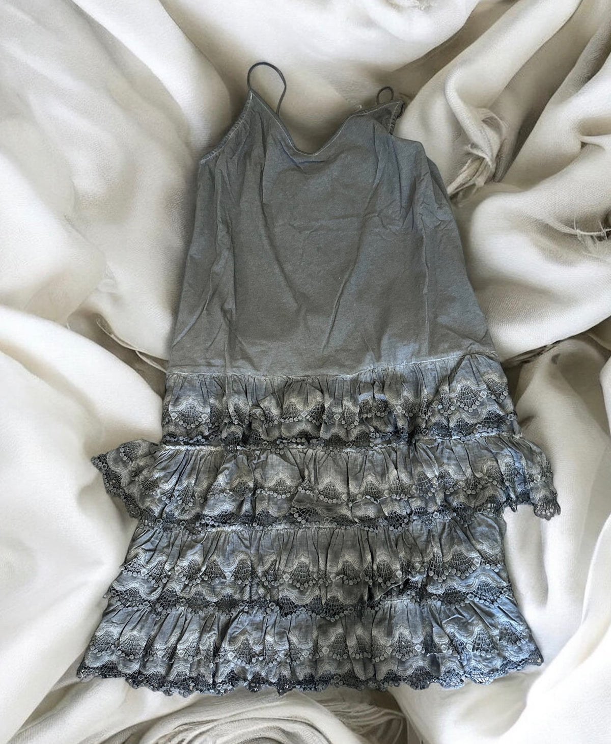 Black Distressed Ruffle slip Dress