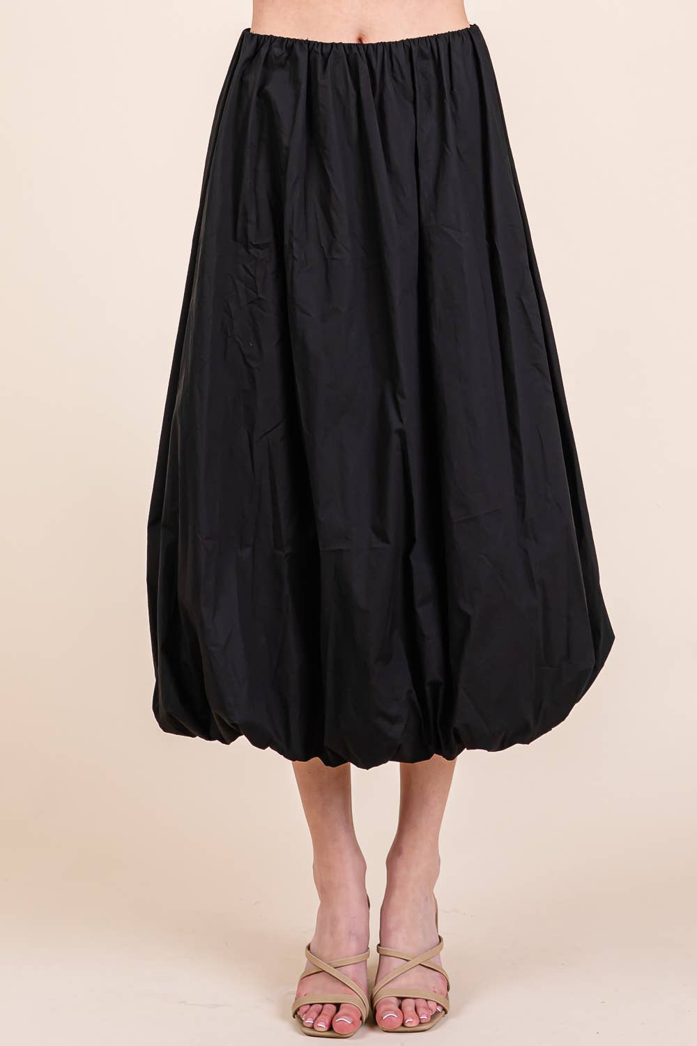 High-Waisted Midi Bubble Skirt