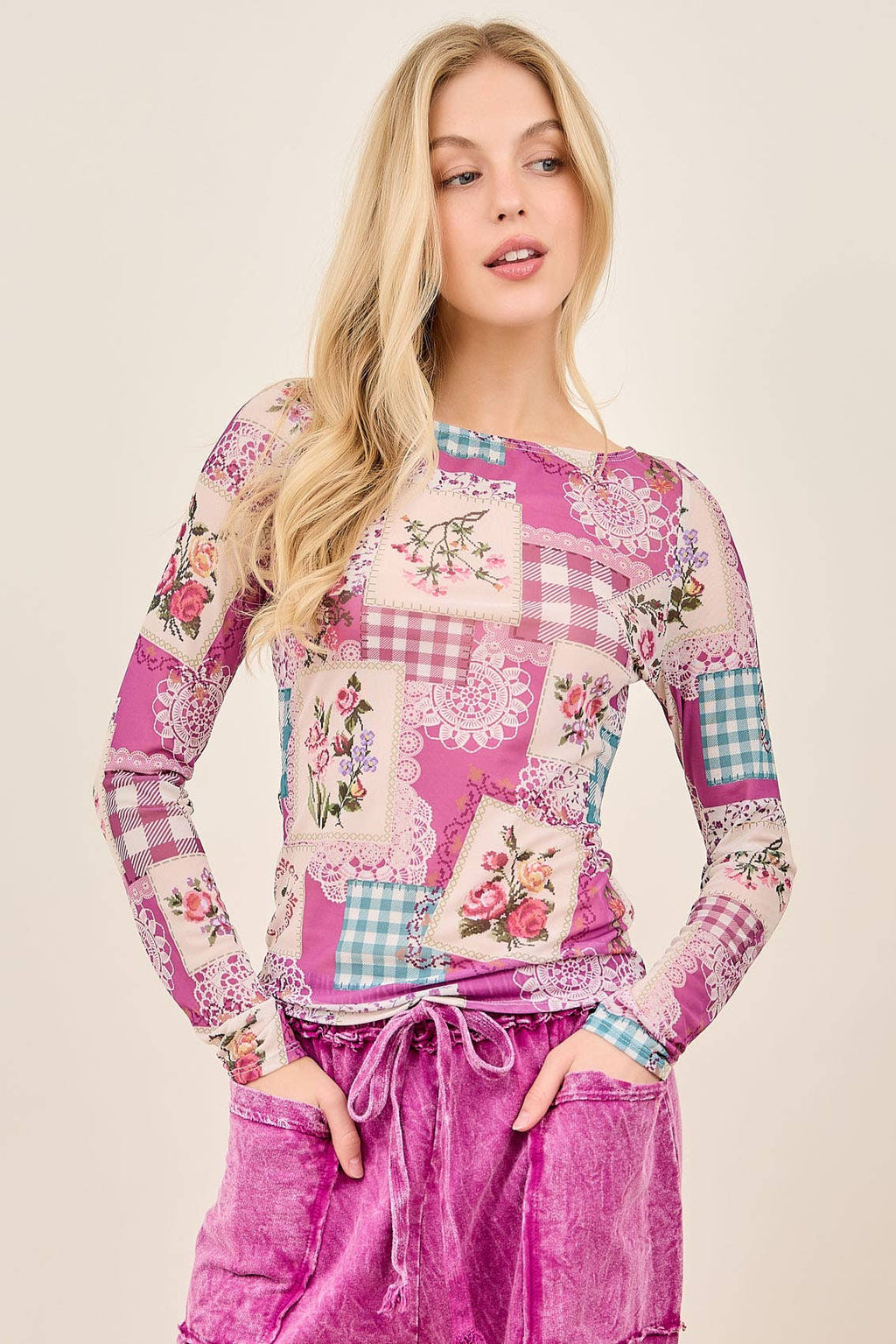 Rosy Nostalgia Mesh Top