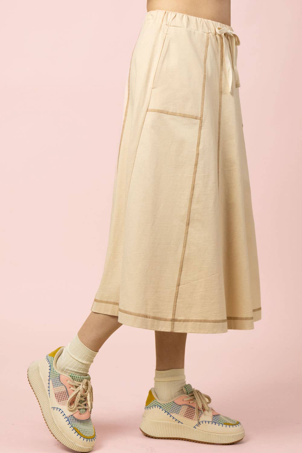 Natural Knit Midi Skirt